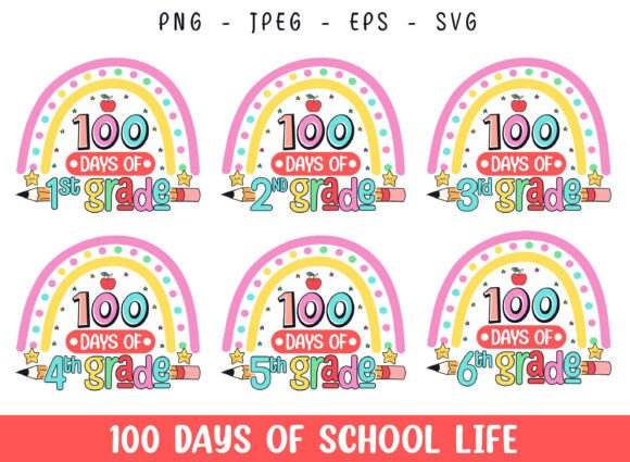 100 Days of School Life Kids Svg Design for Crafts