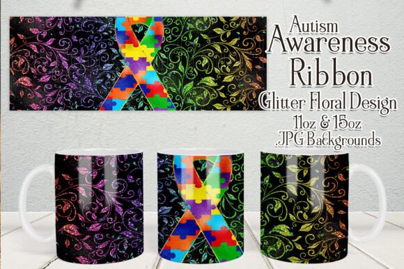 Autism Awareness Ribbon Mug Designs for Creative Crafts