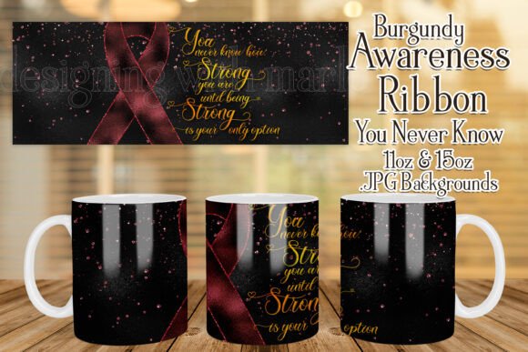 Burgundy Awareness Ribbon Mug Design for Local Crafts