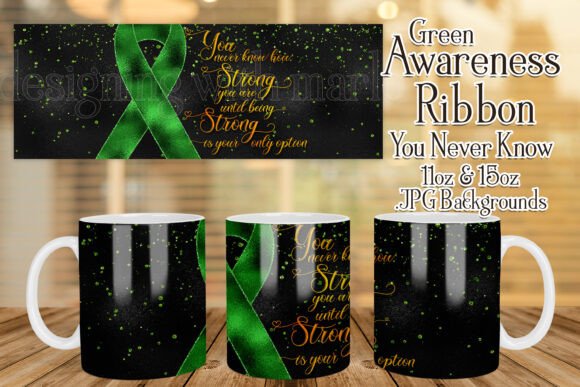 Green Awareness Ribbon Mug Design for Crafts & Graphics