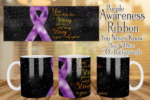 Purple Awareness Ribbon Mug Design for Crafts and Graphics