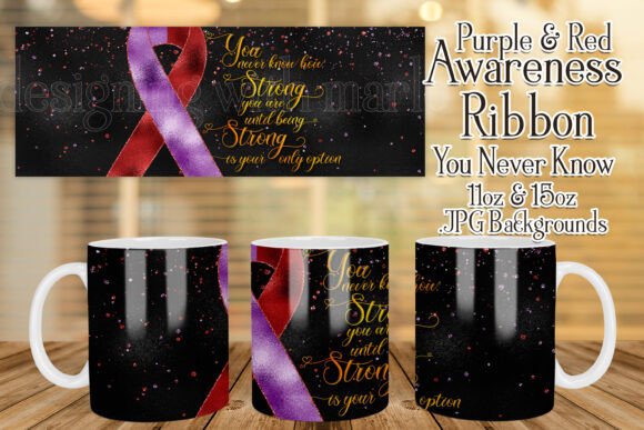 Purple Red Awareness Ribbon Mug Design for Crafts