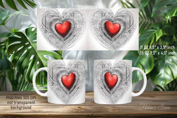 Red Valentine Heart Mug Wrap: A Crafty Graphics Must-Have