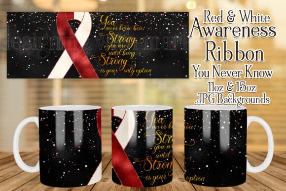 Red White Awareness Ribbon Mug Design for Crafts