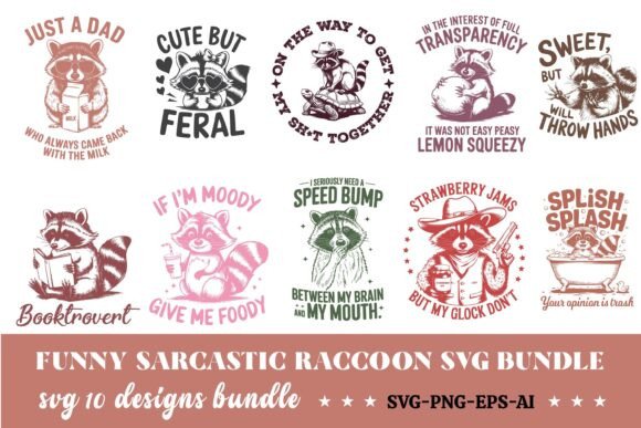 Retro Funny Sarcastic Raccoon SVG for Crafts and Graphics