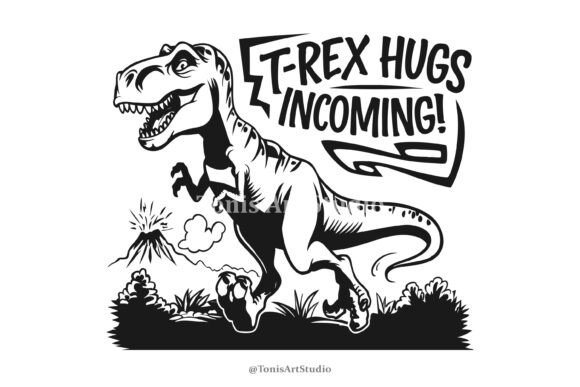 T-Rex Hugs Incoming: A Playful Dinosaur Design