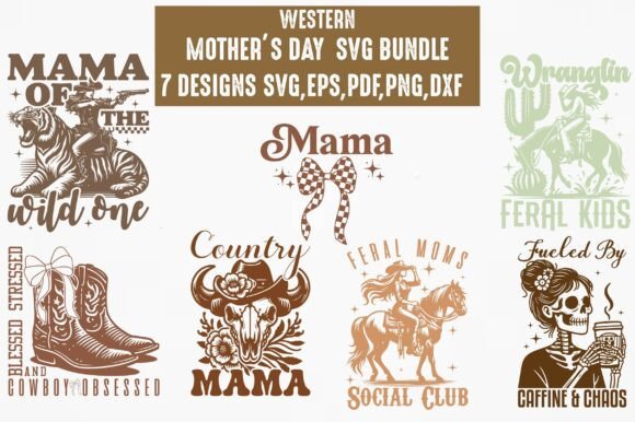 Western Mothers Day SVG PNG Bundle-About for Crafts and Graphics
